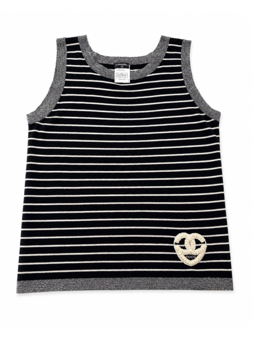CHANEL 09C Cashmere Silk Twin Set Cardigan Tank Top CC Heart Logo IT 40 - Picture 6 of 10